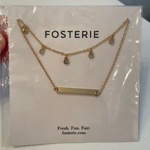 Fosterie Gold Layered Gem Necklace brand NWT